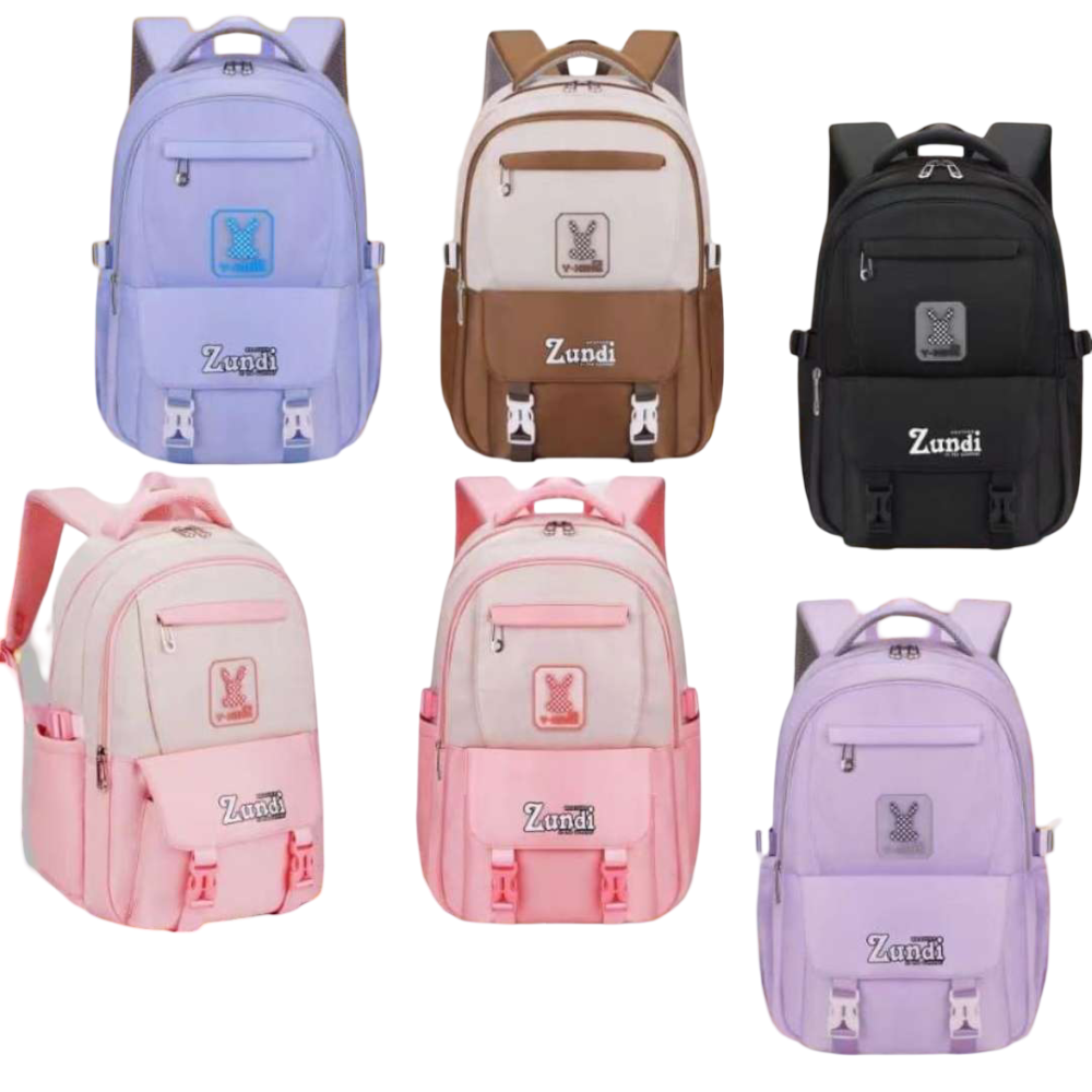 cartable noir marron et rosé violet bleu