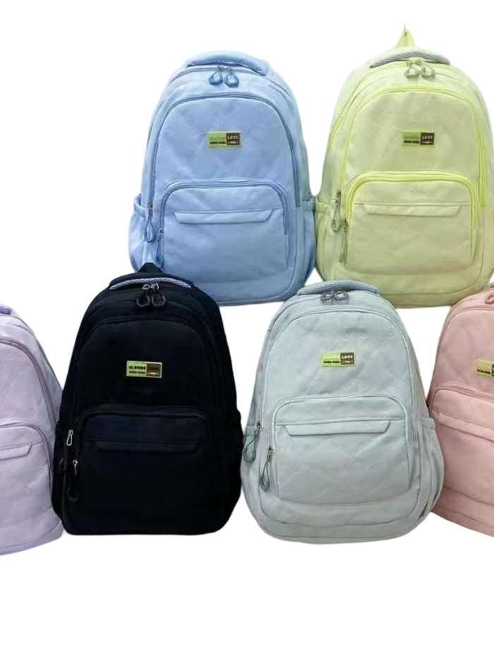 cartable noir et rosé violet bleu et jaune