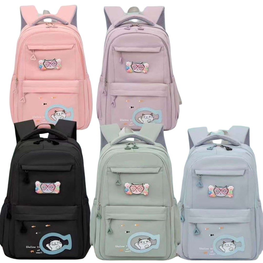 cartable noir et rosé bleu vert