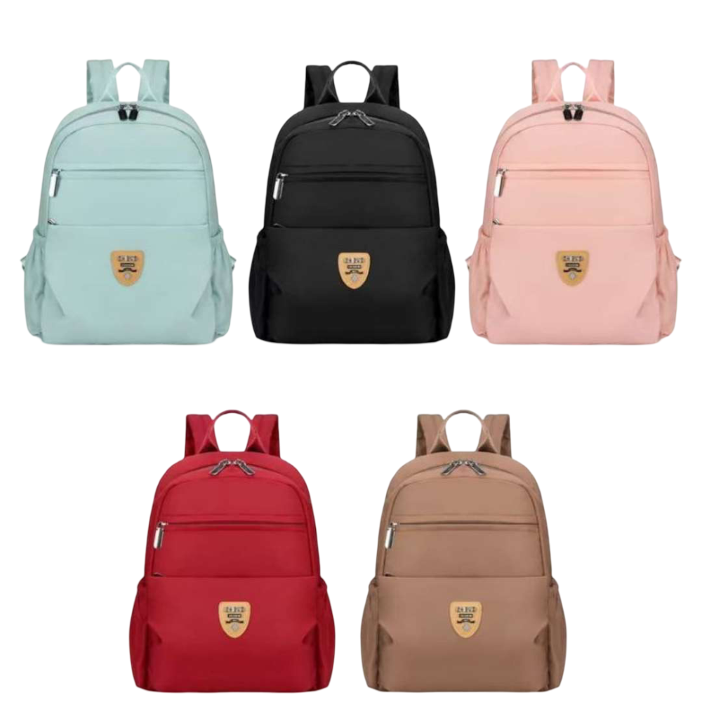 cartable noir et vert marron et rouge rosé