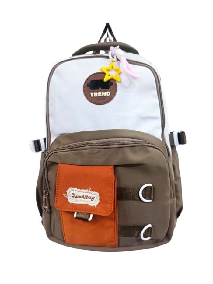 cartable marron blanc orange