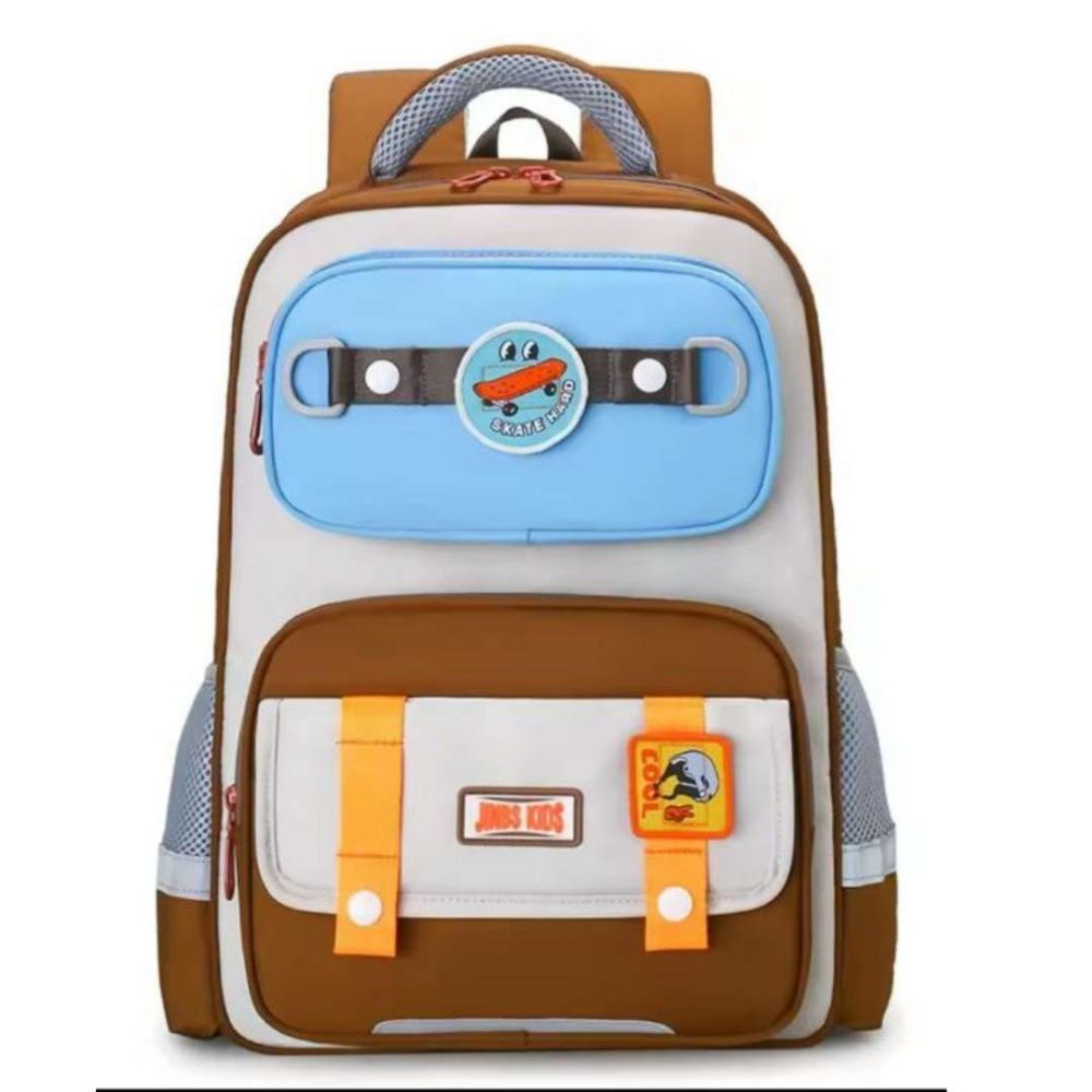 cartable marron et bleu